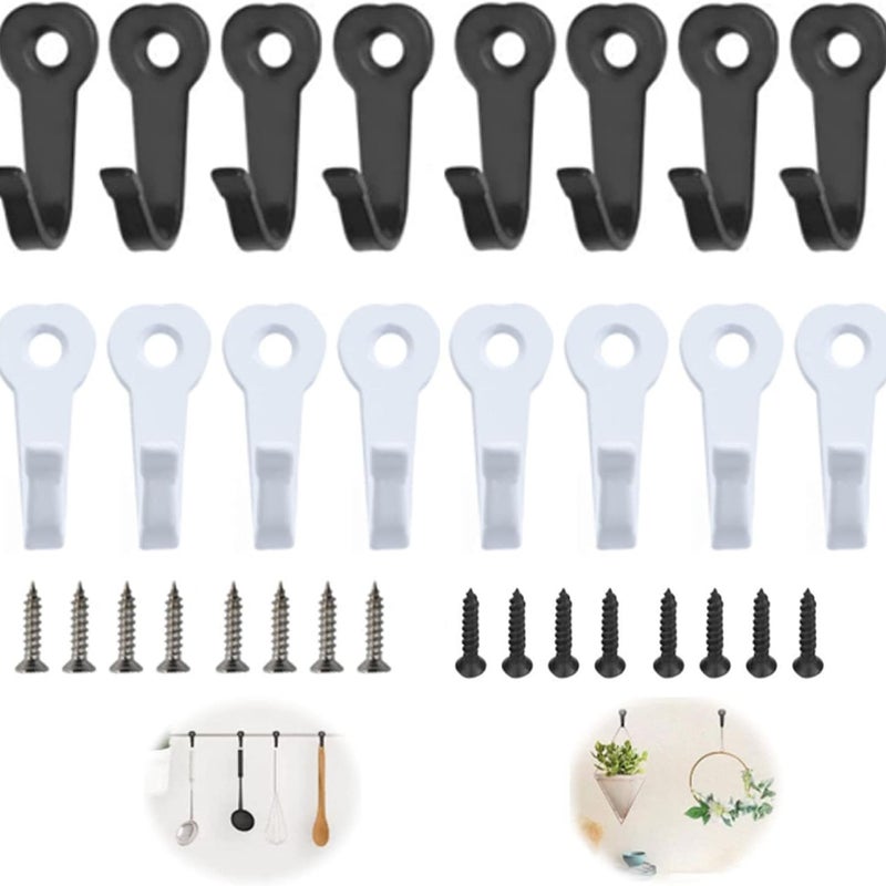 Wieszak ścienny na ubrania, wieszak ścienny na kapelusze w stylu vintage ze śrubami, czarny pojedynczy hak, hak ścienny, pojedynczy hak, 16 sztuk