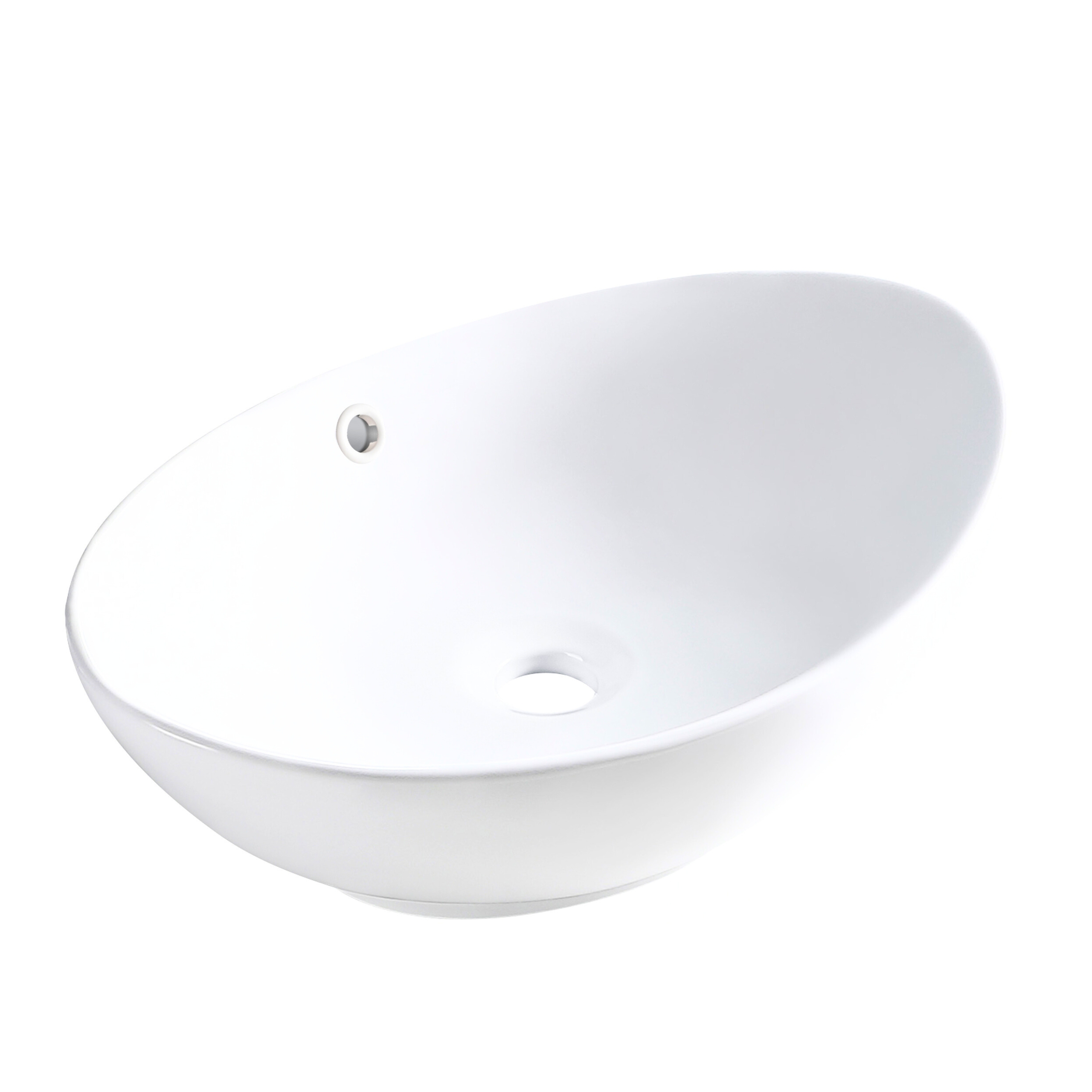 BALNEO - Umywalka nablatowa ceramiczna ZERRA z białym okrągłym przelewem - Nowoczesna umywalka łazienkowa