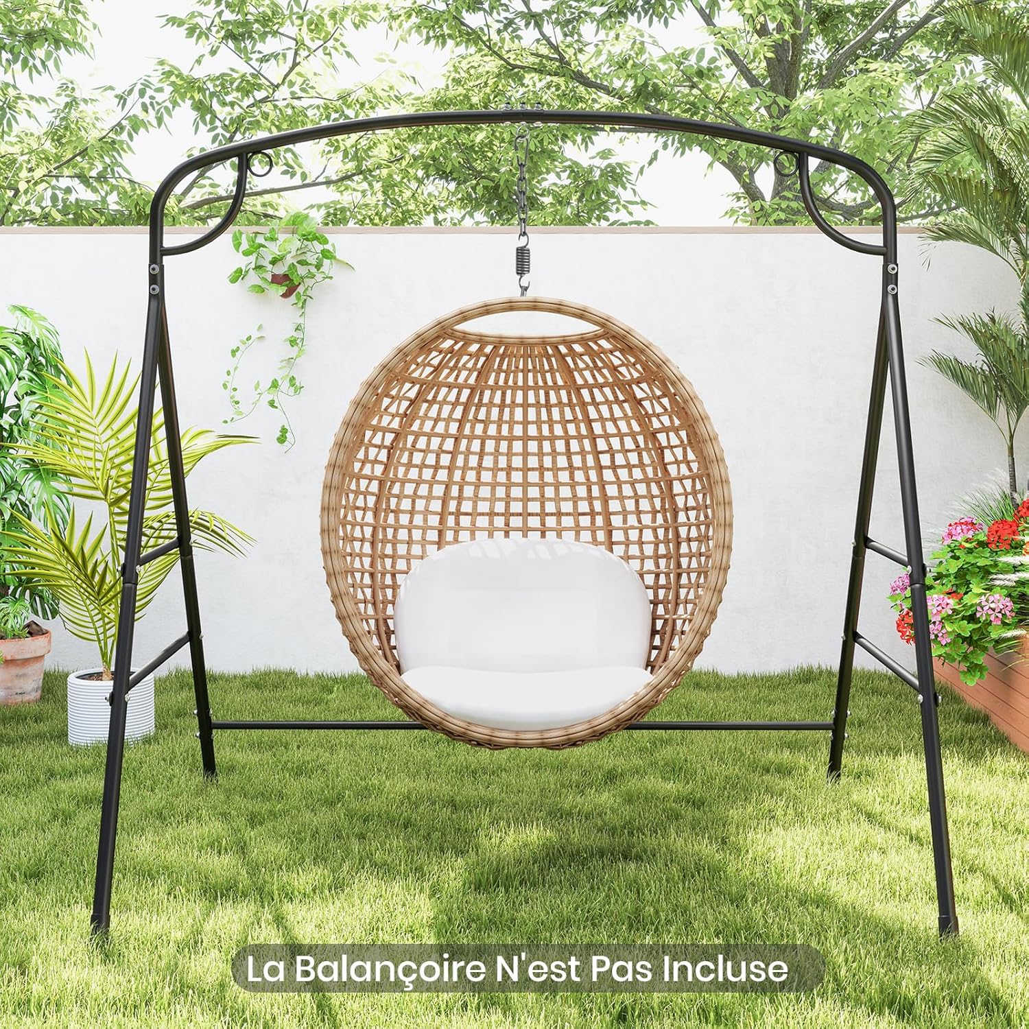 Estrutura de balanço em metal com capacidade de carga de 300 kg, estrutura metálica para baloiço de jardim,banco suspenso, estrutura para jardim - 6
