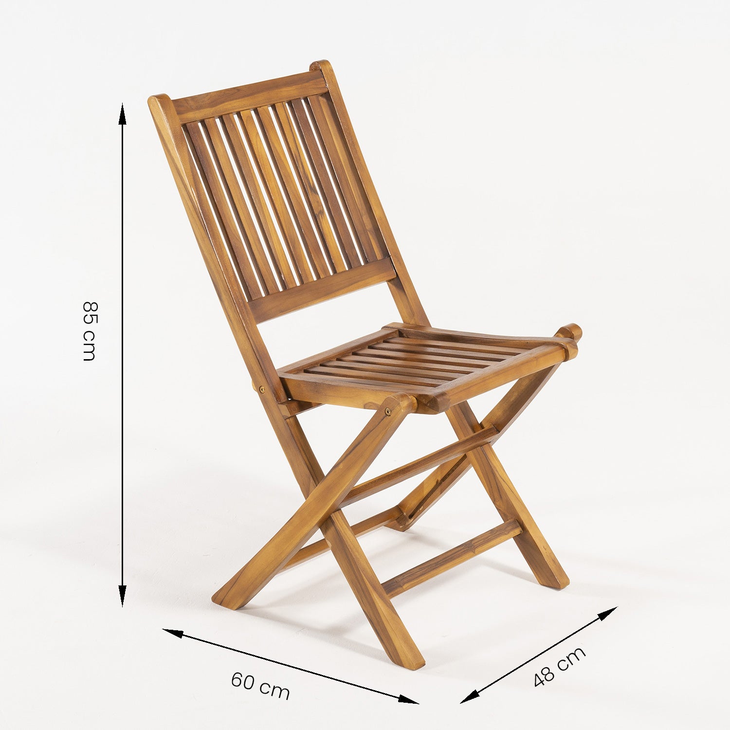 Conjunto de exterior de 2 sillas plegables y mesa de teca maciza de 80 cm - 8