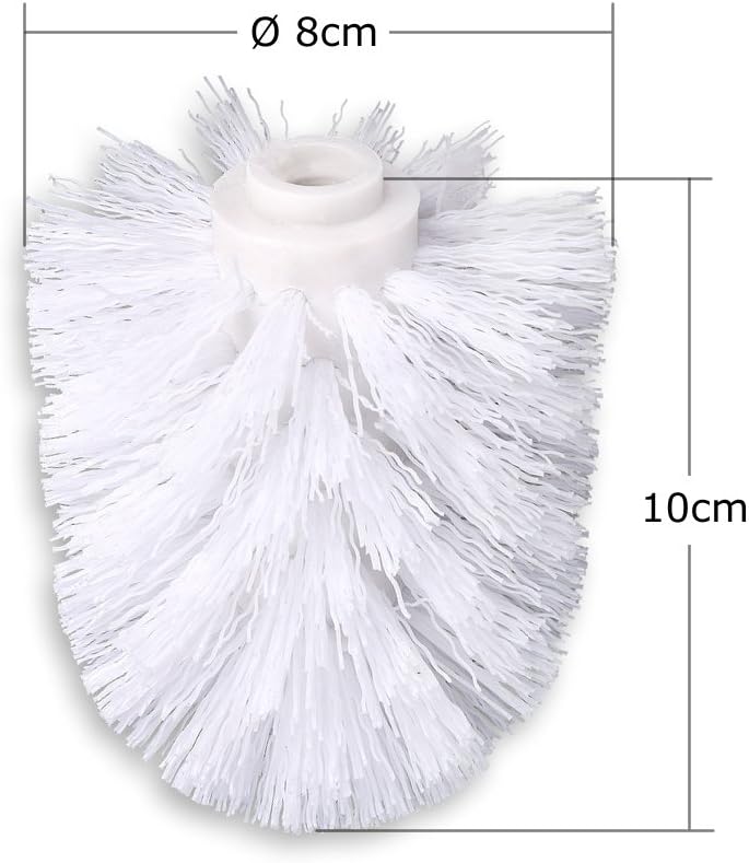 CleanPeak Set Scopino WC Con Supporto E Testina Ricambio - Bianco Opaco, Base Antiscivolo, Paramanine - Design Salvaspazio 11,5x37 Cm