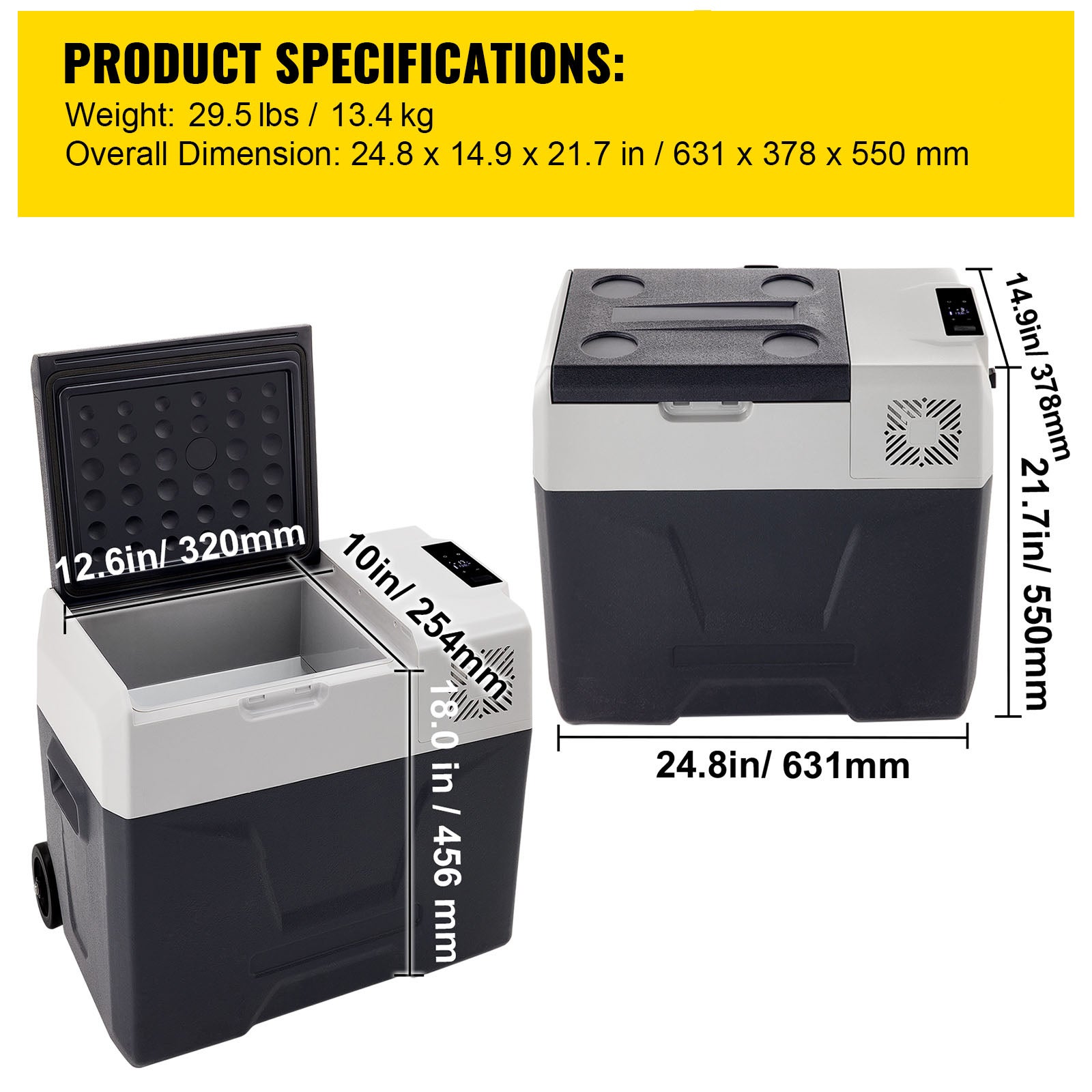Réfrigérateur voiture SucceBuy 50L / 52,8QT,congélateur portable -4℉ à 68℉,zone unique avec roues et poignée,refroidisseur pour camping extérieur - 9