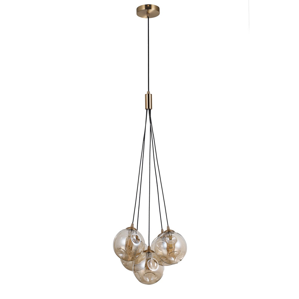 Lampa wisząca bursztynowe kule Perlos mosiężno-złota 5xG9x5W metal wym:120x35x35cm IP20 Italux