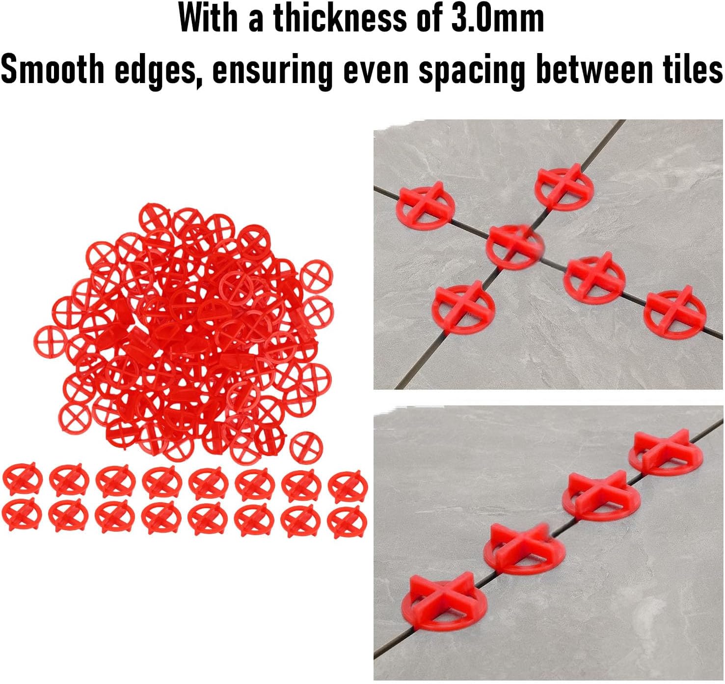 Système de Nivellement de Carrelage 500 Pièces, Entretoises Amovibles de 2 Mm, Granit et Céramique (Rouge 2,0 mm) - 5