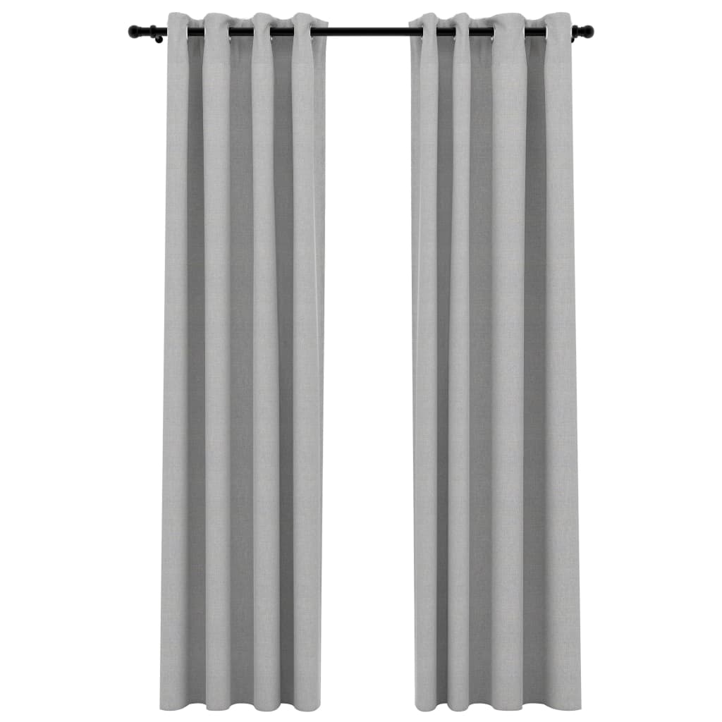 2 piezas cortinas opacas | cortinas oscurantes con ojales look de lino gris 140x225 cm cfw31287