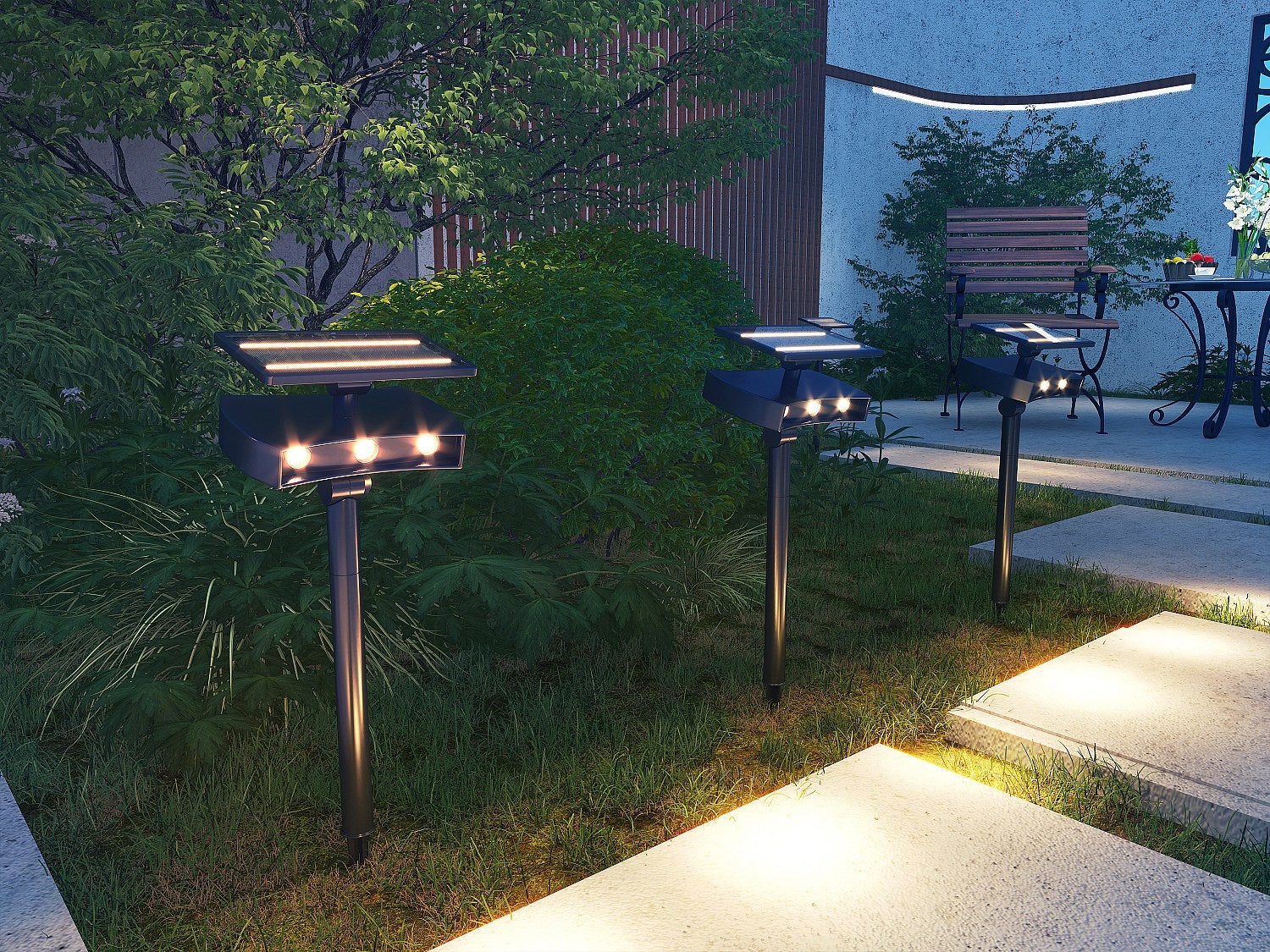 Kinkiet solarny i reflektor 2 w 1 - Wys. 50 cm - BAHRI