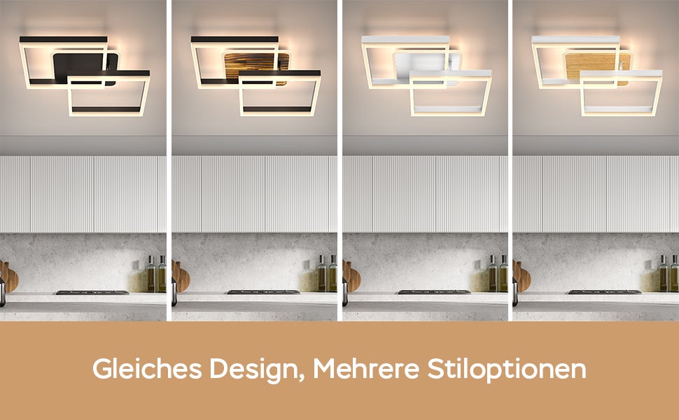 Plafonnier LED Anten, style moderne, pour salon et chambre, 40W, avec télécommande, intensité variable en continu 3000-6500K, noir - 2