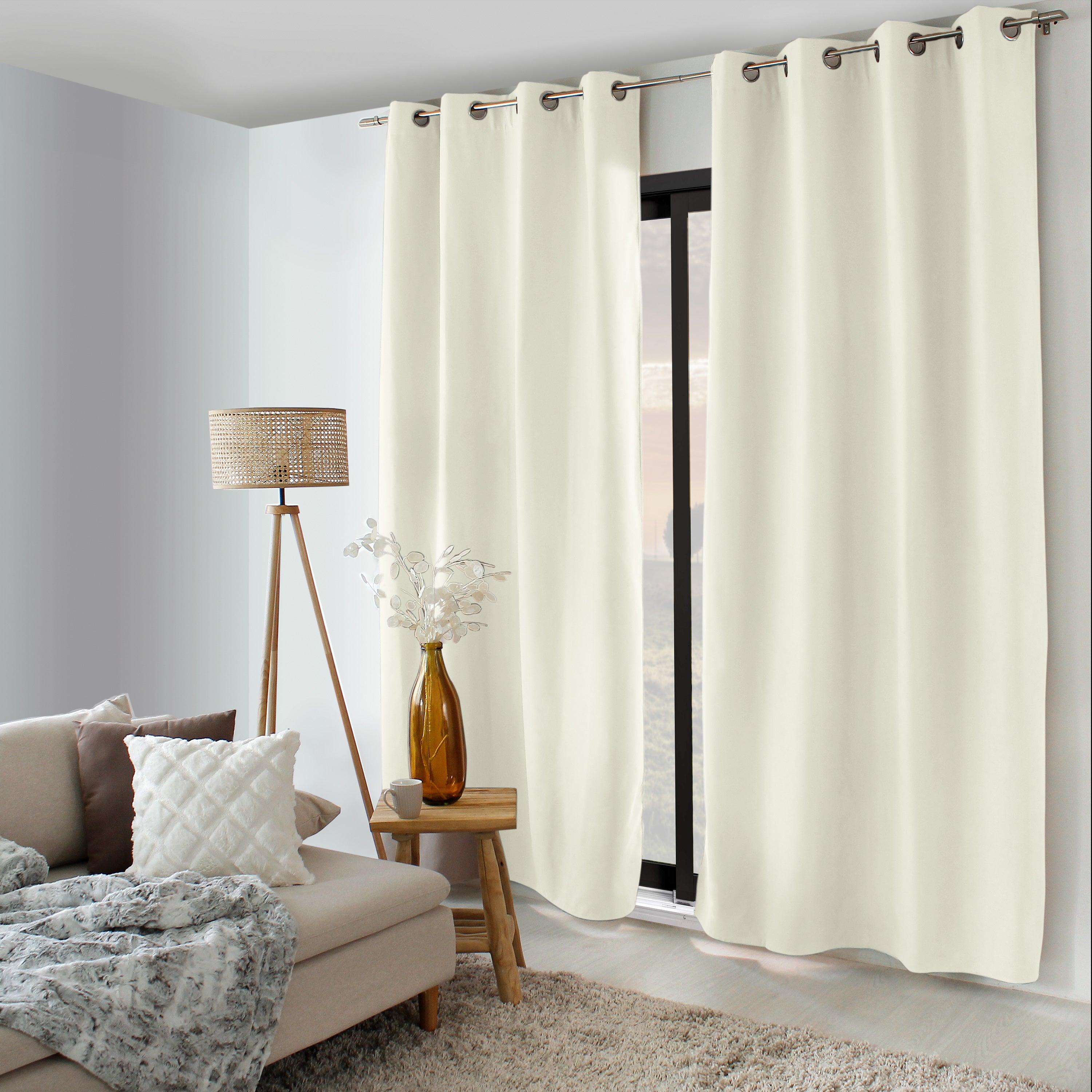 ED ENJOY HOE Rideau Vitrage Occultant, Passe Tringle, Gris Foncé