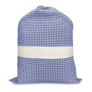Sac Maternelle En Coton Vichy Vert - Toile Aida Personnalisable - 42x34cm - Fabriqué En Italie