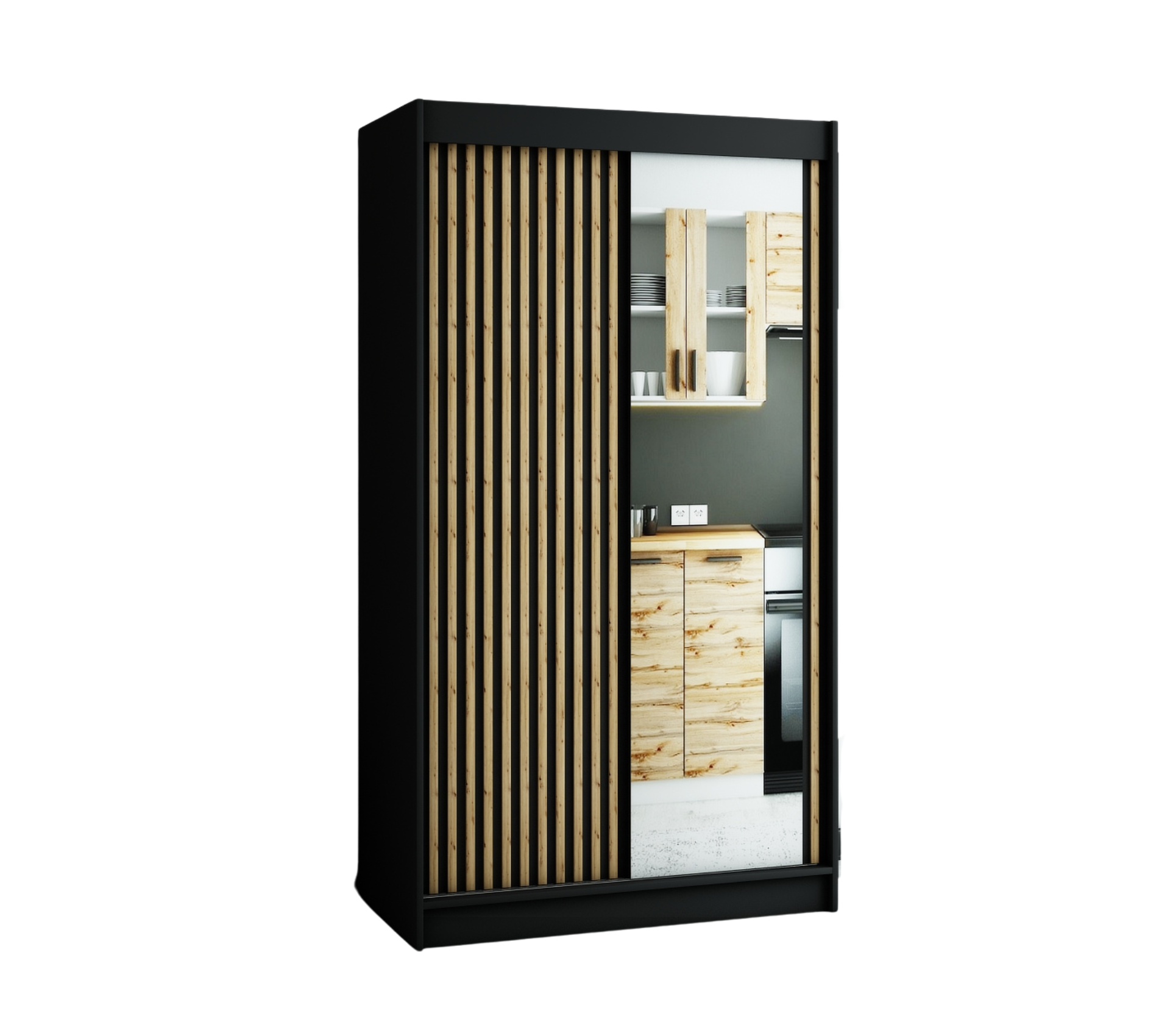 Szafa przesuwna garderoba LAMELO 2 120 x 62 x 200 cm Czarny - Abiks Meble
