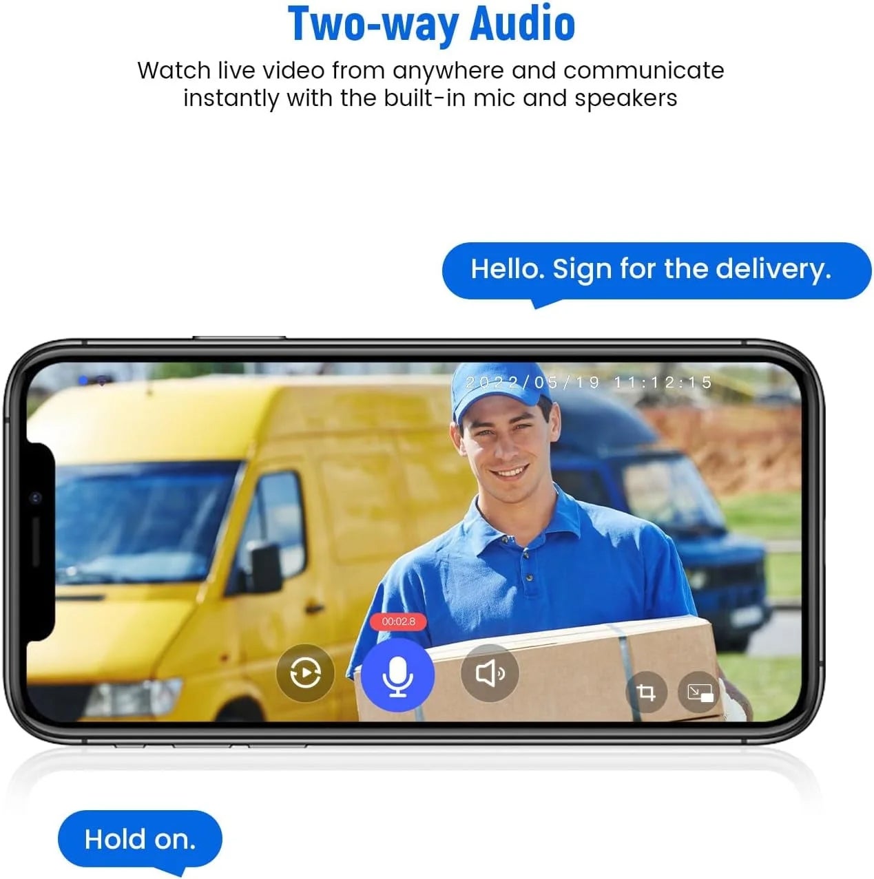 Sonnette vidéo sans fil Wi-Fi avec vision nocturne, alarme, communication bidirectionnelle, détection de mouvement par IA et stockage cloud (beige) - 6