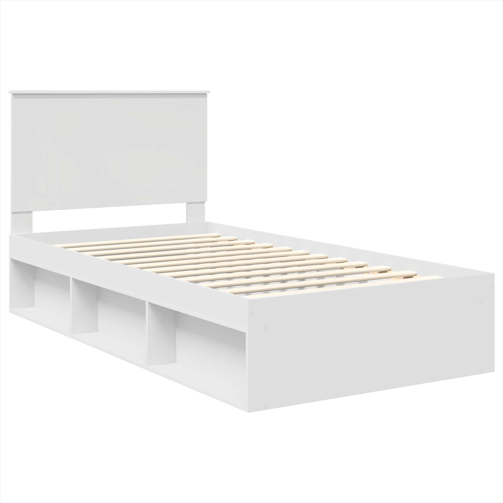 Cadre de lit en bois de pin massif blanc, pour la chambre, 100 × 200 cm - 4