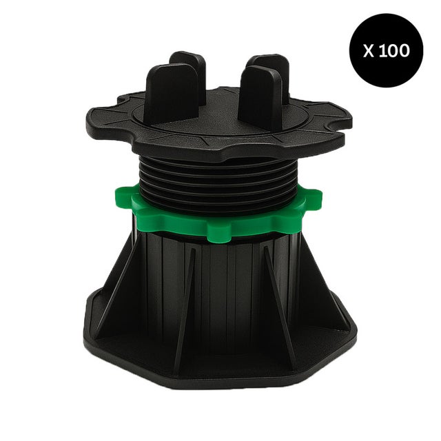 Lot de 100 plots réglables 50 à 80 mm dalle et carrelage - Coloris - Noir