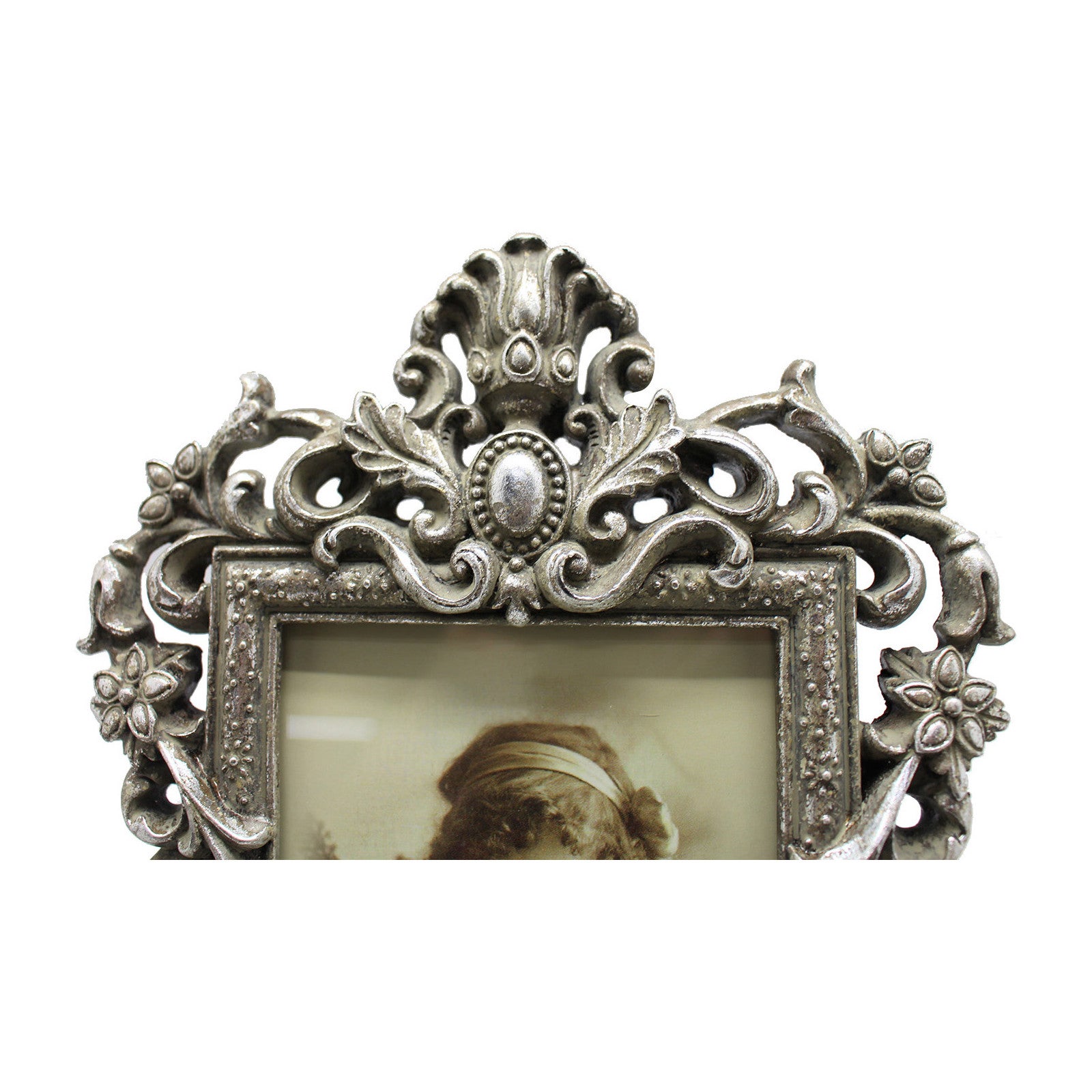 Porte-photo support coeur en résine argent vieilli L18xPR2xH27 cm - 5