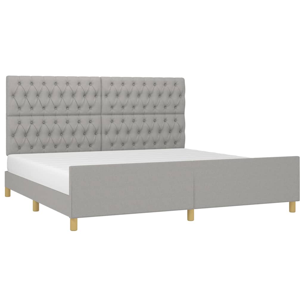 Cadre de lit sans matelas, avec tête de lit gris clair en tissu, pour la chambre - 3