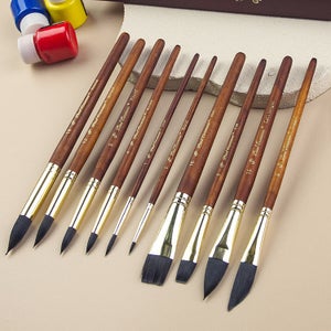 Lot De 4 Pinceaux De Peinture Aquarelle Professionnels Ronds En Poils D'écureuil Pour Peinture Artistique, Gouache, Détails Fins, Acrylique, Gouache, Huile