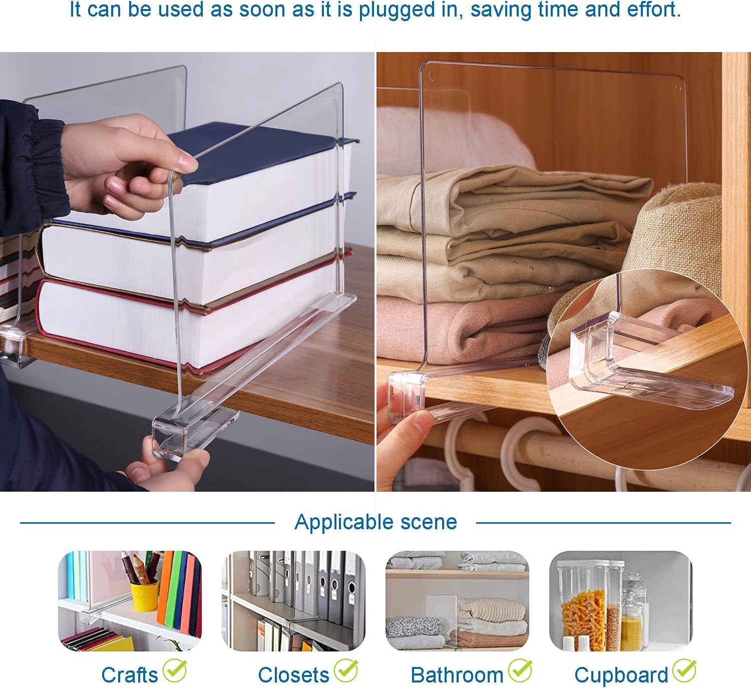 divisori per ripiani in acrilico per guardaroba, divisori per armadio per organizzare i vestiti, divisori per ripiani - 5