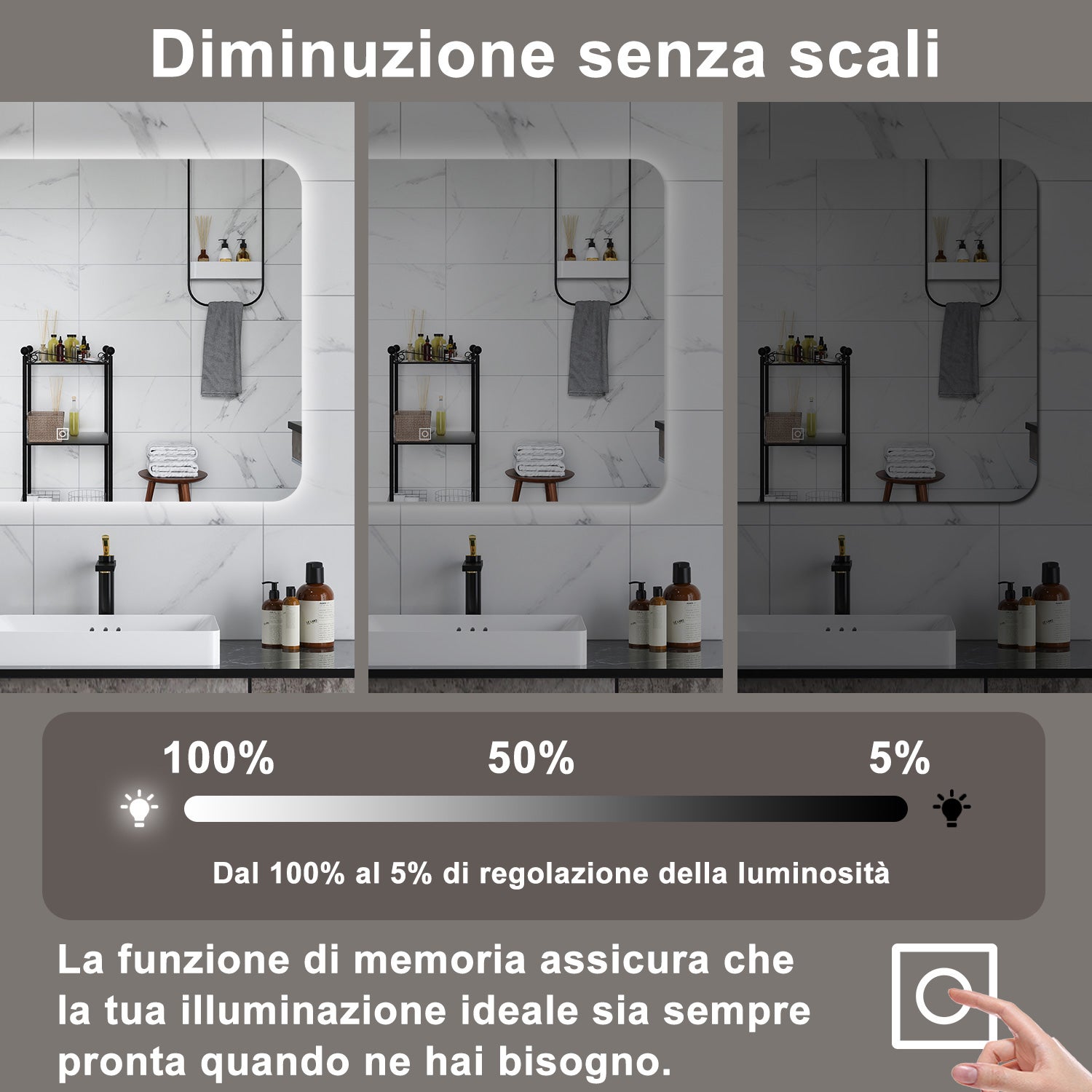 SMARTGROUPSTORE BD Specchio Da Bagno Con LED 100x60 Cm – Impermeabile IP65 Con Uscita USB
