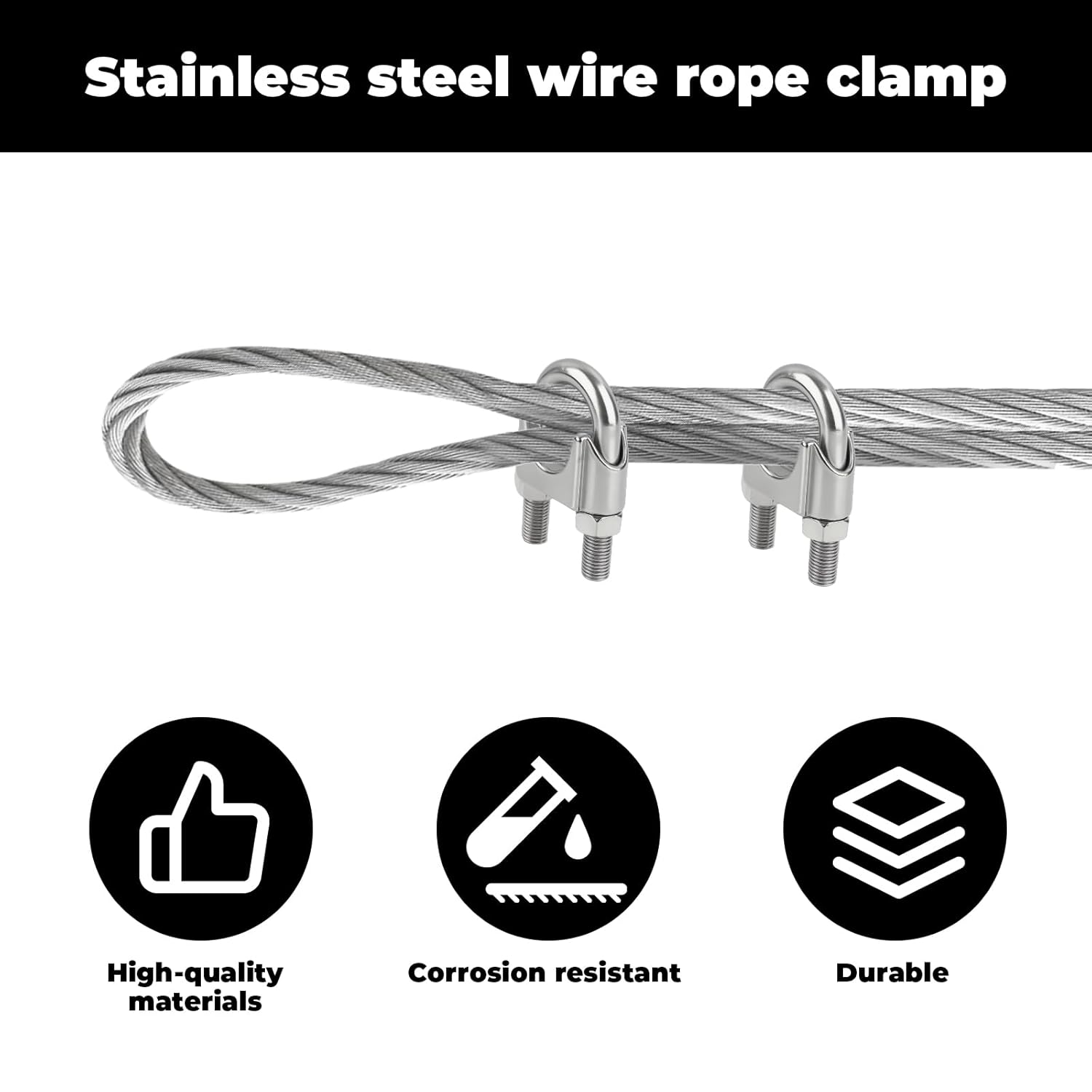 Lot de 20 Serre Cable Acier 5mm,304 Serre Cable Inox,Éviter la Rouille,Bonne Adhérence, pour Des Câbles Jusqu'à 5 mm de Diamètre - 4