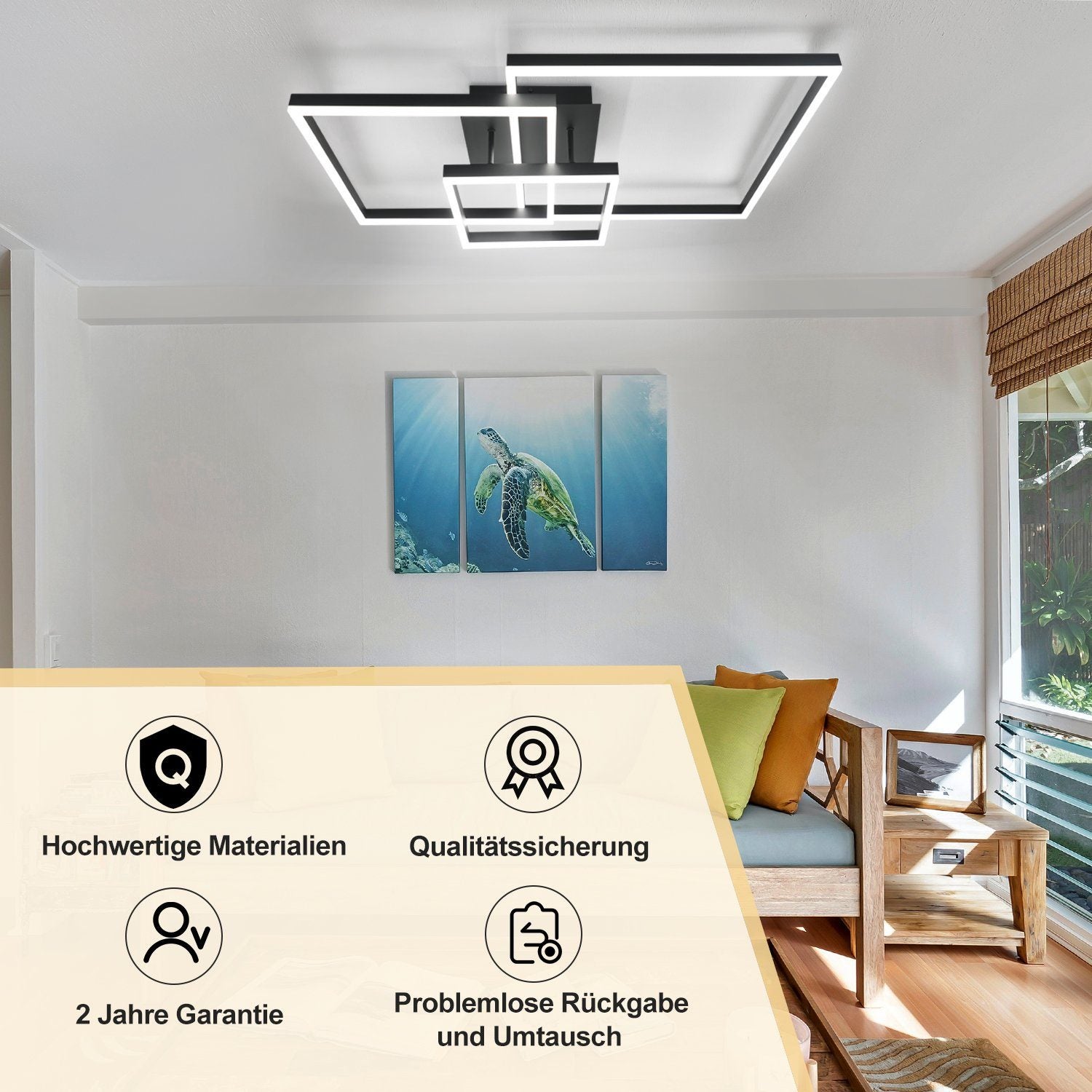 NETTLIFE Plafonnier LED Lampe de Salon Noir Dimmable avec Télécommande 84 W Lampe de Chambre Moderne pour Cuisine Couloir Bureau Salle à Manger - 5