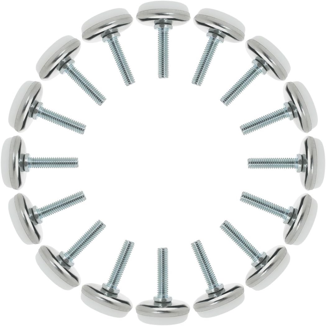 Picioare de nivelare reglabile M6 x 25 x 30 mm, set de 16. Pentru mese, scaune și mobilier. Bază de protecție pentru podea, stabilă și robustă. 16buc