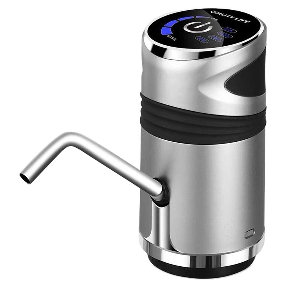 Uniwersalny dozownik wody do butelek z pompką, elektryczny dozownik wody, ładowany przez USB, srebrny.
