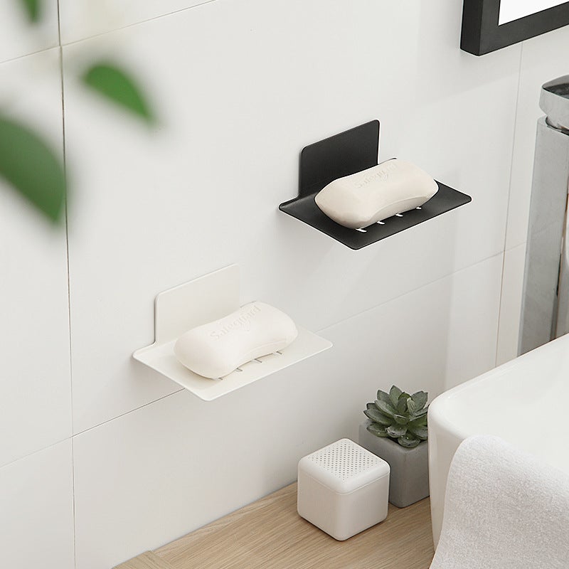 1pc Porte-Savon Mural, Porte-Savon adhésif en acier au carbone pour Cuisine,Salle de Bain, Utilisé pour Stocker éponge Savon Brosse(blanc) - 2