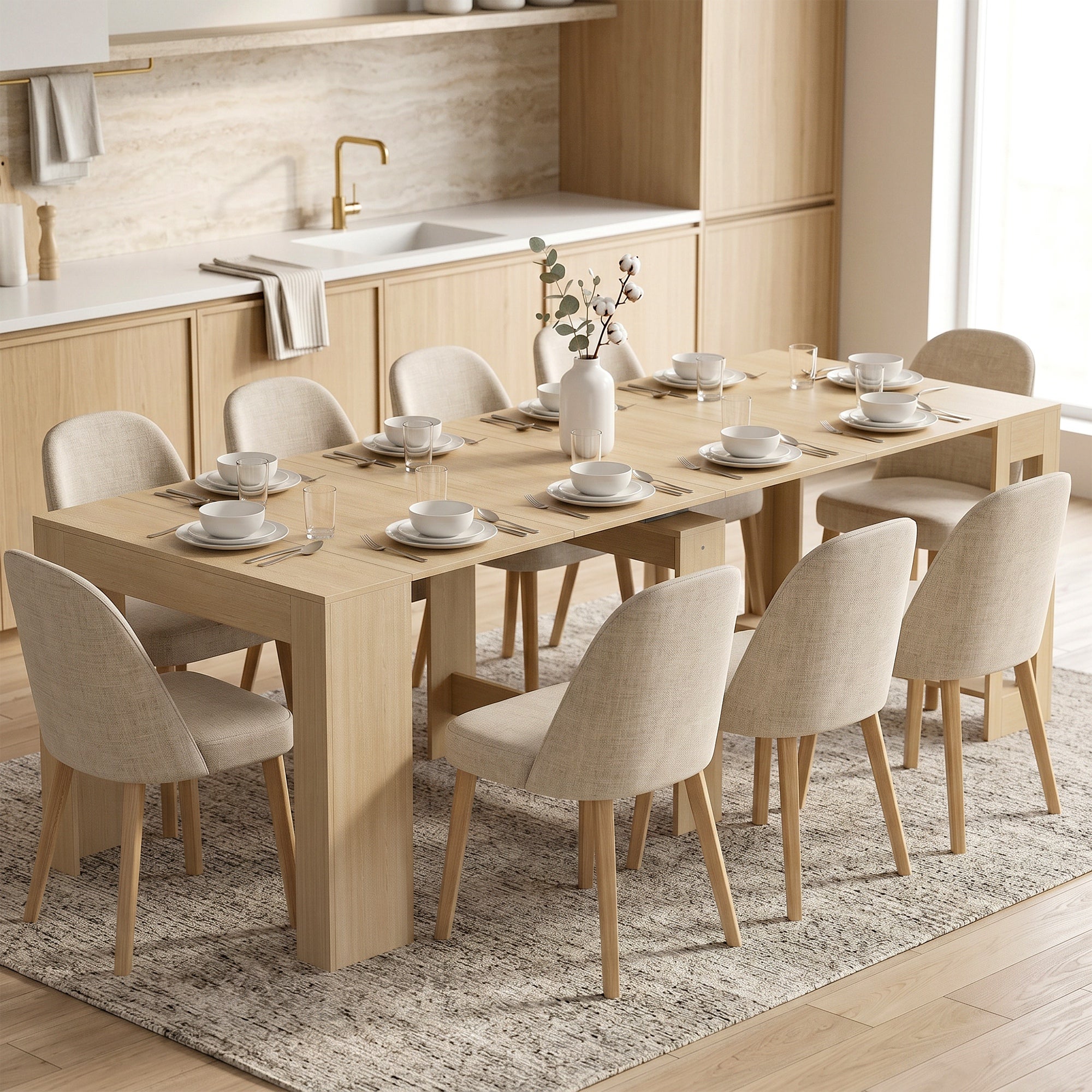 Console extensible pour 10 personnes, effet bois clair | Leroy Merlin