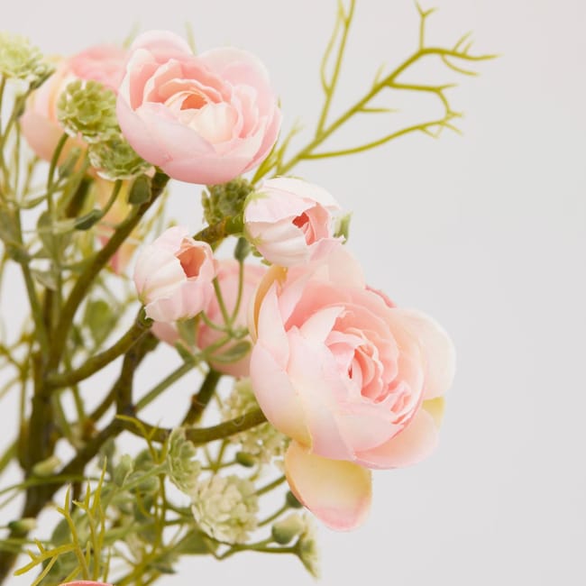 Ranuncolo Artificiale ELORIO 50cm | Crema-Rosa | Finto Fiore Per Decorazioni | Pianta Finta Di Alta Qualità