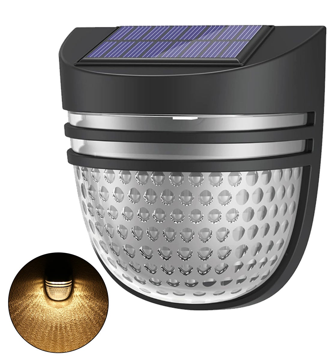 Zewnętrzne lampy solarne, wodoszczelne kinkiety solarne, lampa solarna na ogrodzenie z trybem oddychania/stałym do ogrodu, na podwórko, Patio