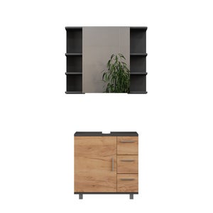 Vicco Ensemble de Meubles de Salle de Bain Ilias, Anthracite/Blanc, 2