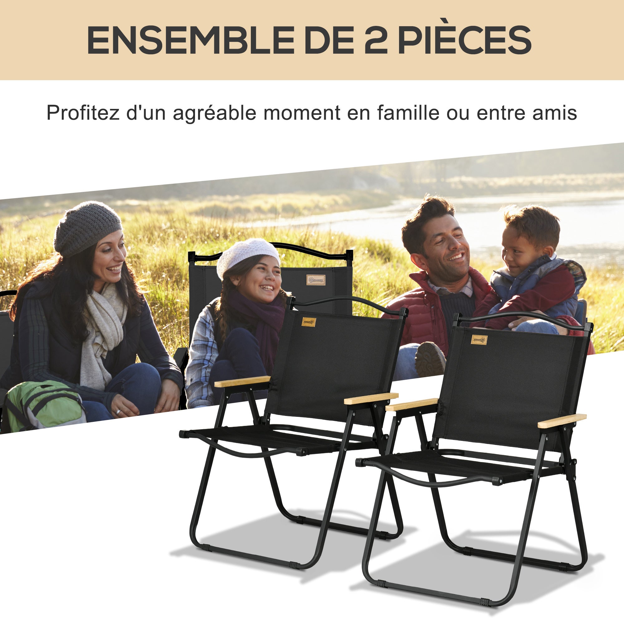 Chaise de camping Tissu Oxford Outsunny - 4