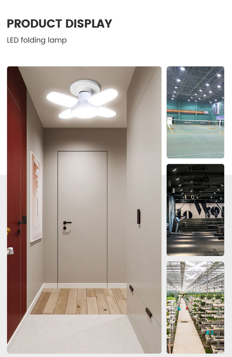 Lot de 2 Lampes LED de Garage 60W 6000LM, Plafonnier Déformable à 4 Panneaux Réglables 360° - 10