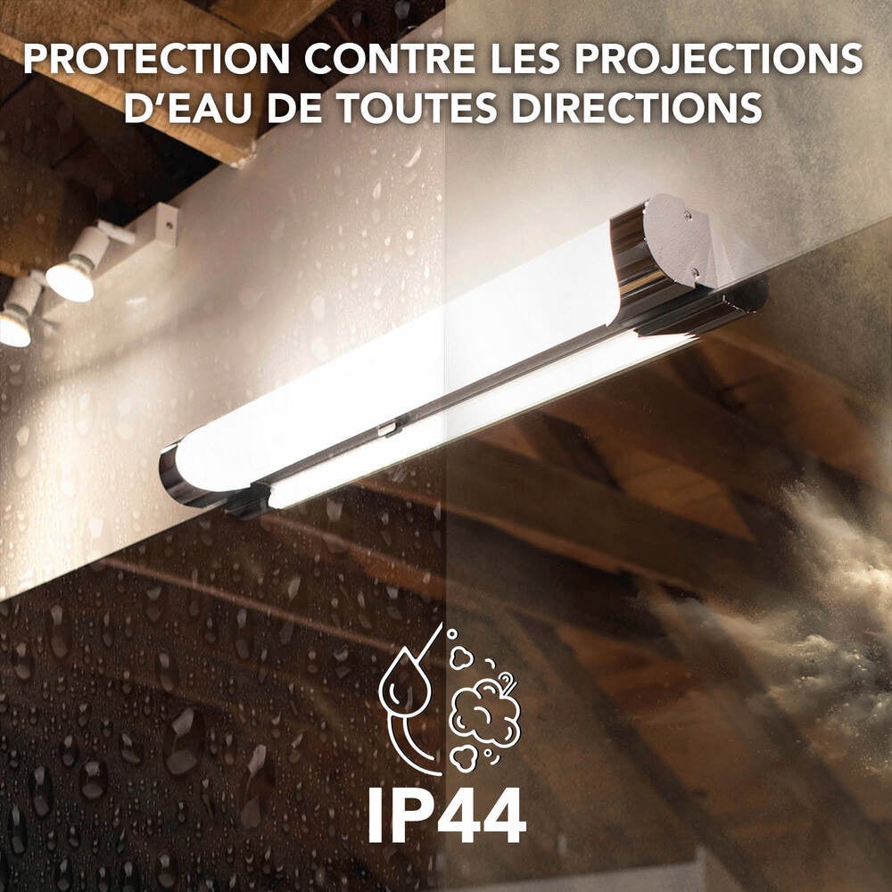 Réglette LED Argent 10W, 950 lumens, IP44, 3000-4000-6500K, bornier de connexion intégré, garantie 5 ans - Tibelec - 7