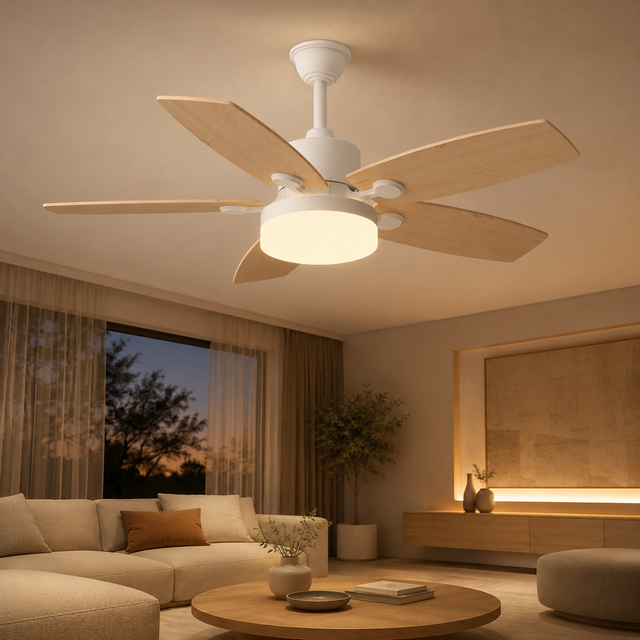Ventilateur Plafond Silencieux avec LED et Télécommande, Ventilateur Plafond 106cm avec 6 Pales, Moteur DC 20W, 6 Vitesses, Fonction Été-Hiver