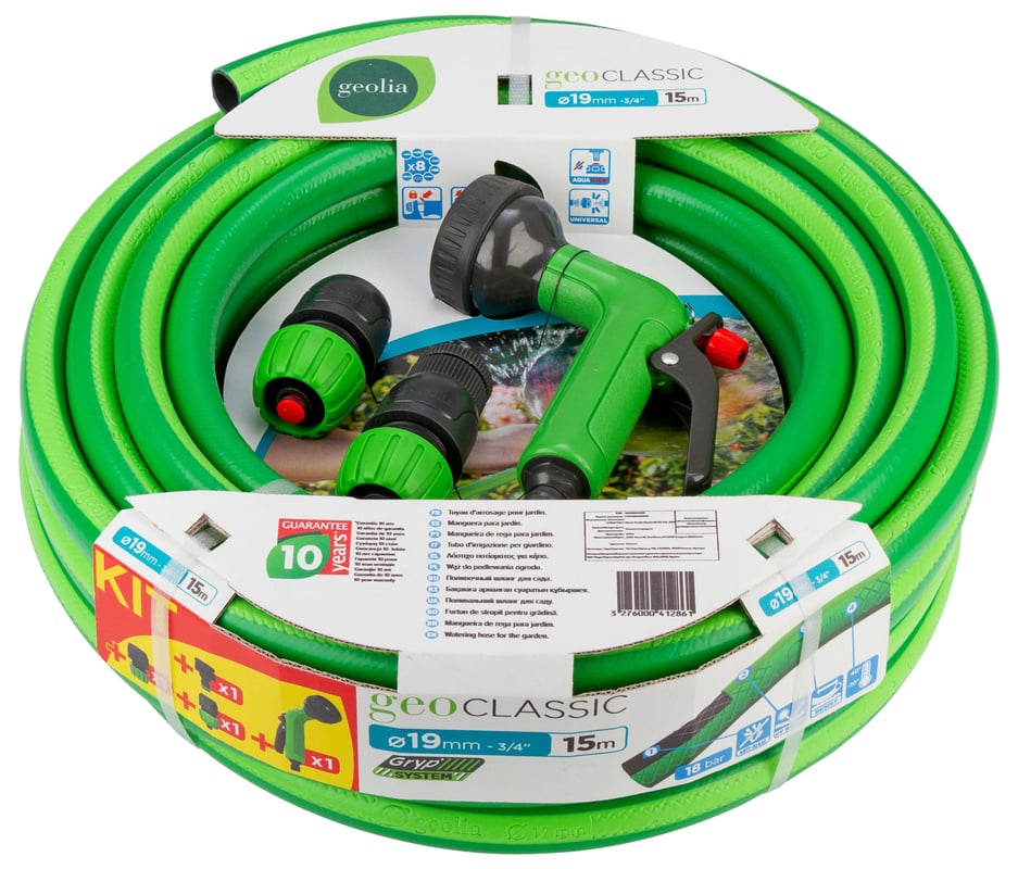 Wąż wyposażony GEOLIA Classic 19 mm ø i 15 m długości