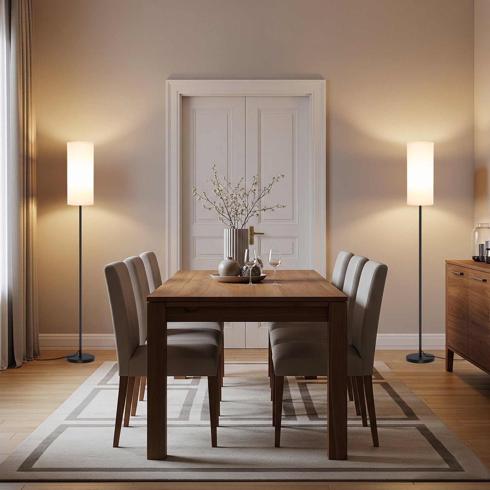 Lampadaire LED 12W Dimmable avec Télécommande Magnétique, Abat-Jour en Lin, Noir, 160 cm (Ampoule incluse) - 9