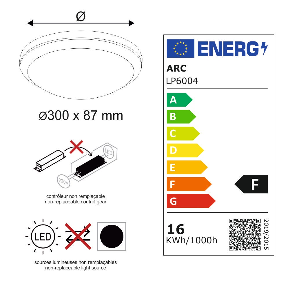 Applique d'extérieur Hublot LED à détecteur HF (mouvements et crépusculaire) 16W 1500 LM 4000K IP66 IK10 + mode veille - garantie 5 ans - 7