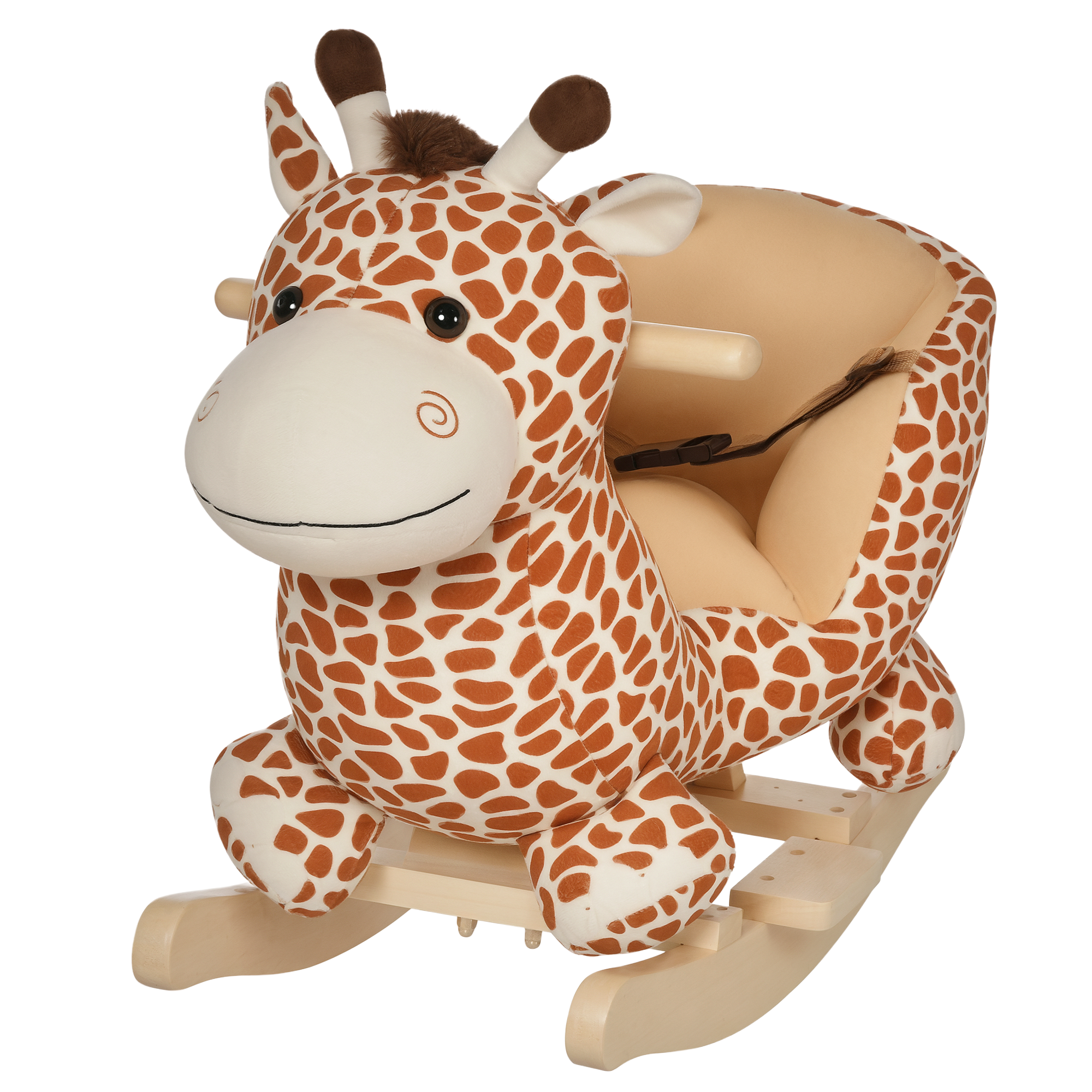 HOMCOM Cheval à Bascule Cheval de Cowboy Selle Grand Confort Peluche Courte Douce Bois peuplier Brun Blanc à partir de 55,90 € (juillet 2026