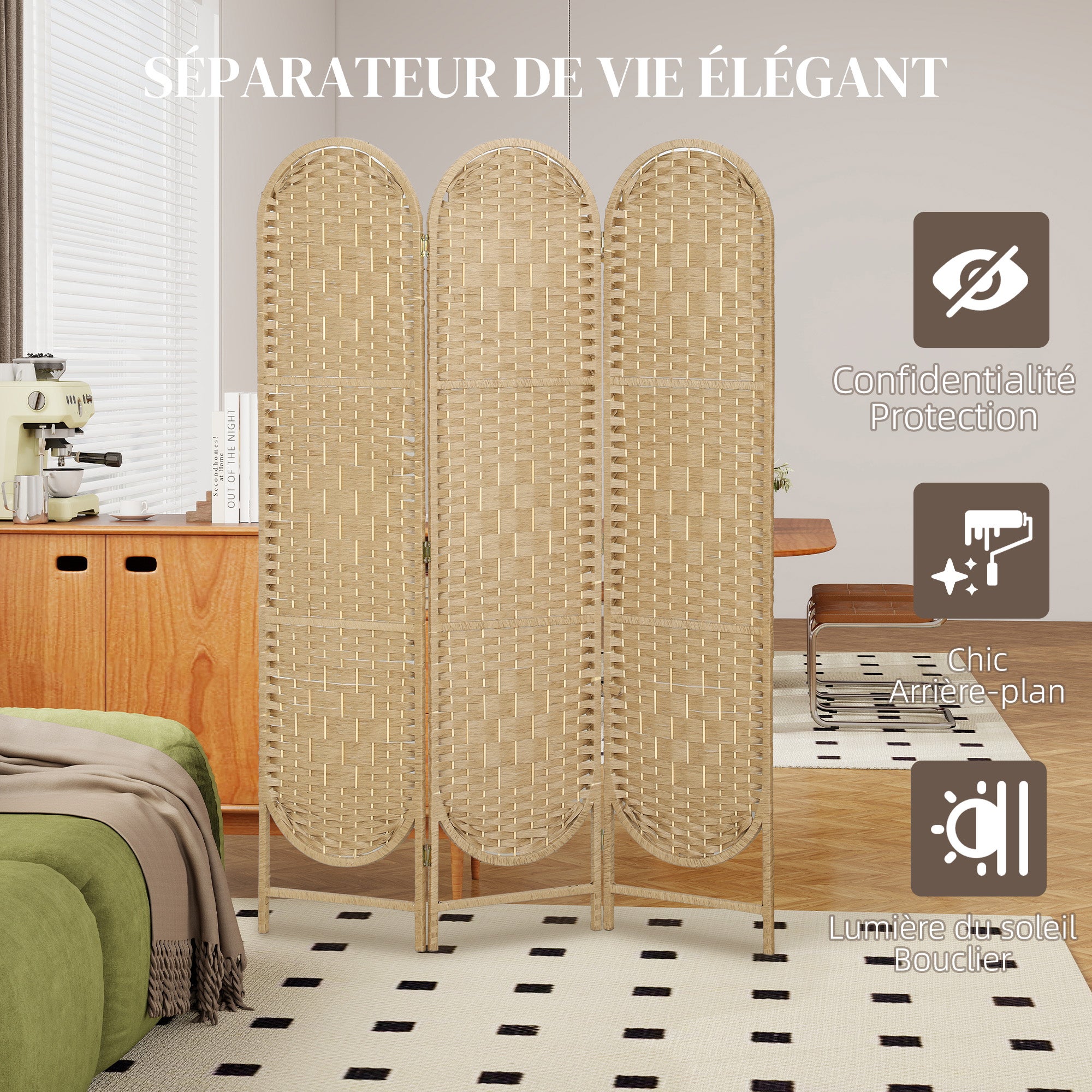 Paravent intérieur bois de pin HOMCOM - 4