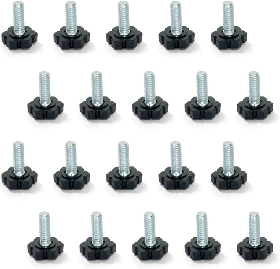 2020305 Picior de nivelare pentru mobilă, filet M6x32mm, pachet de 20, negru/argintiu 20buc