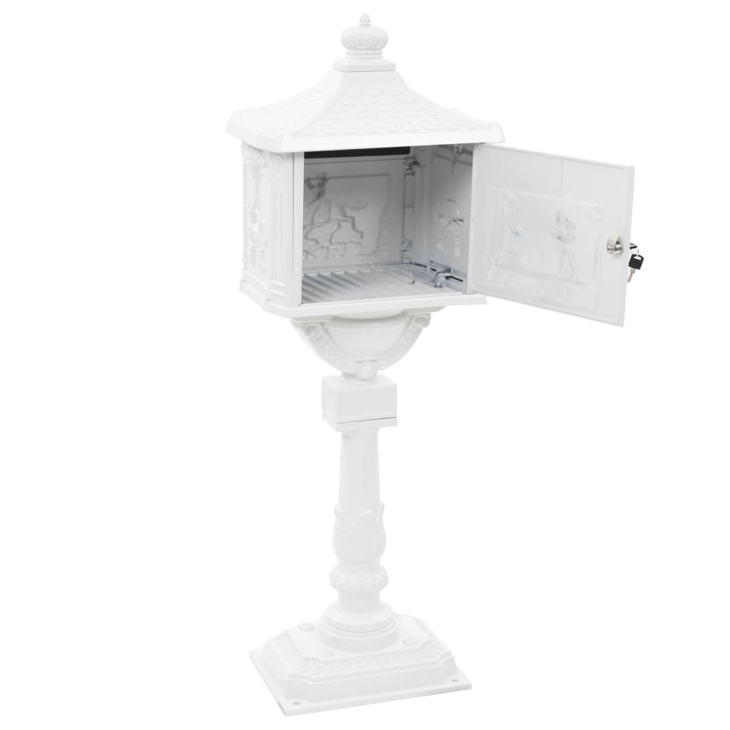 vidaXL Boîte aux lettres sur pied Aluminium Vintage Antirouille Blanc - 7