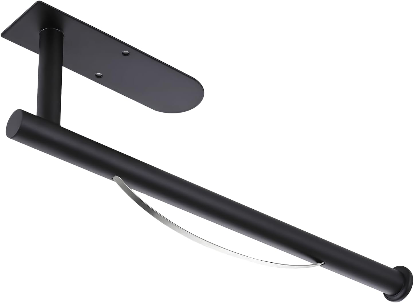 Czarny samoprzylepny uchwyt na rolkę do montażu ściennego na szafce lub pod nią, wykonany ze stali nierdzewnej (czarny)