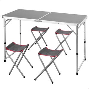 Table De Camping Pliante En Aluminium Hauteur Réglable Noir/argent