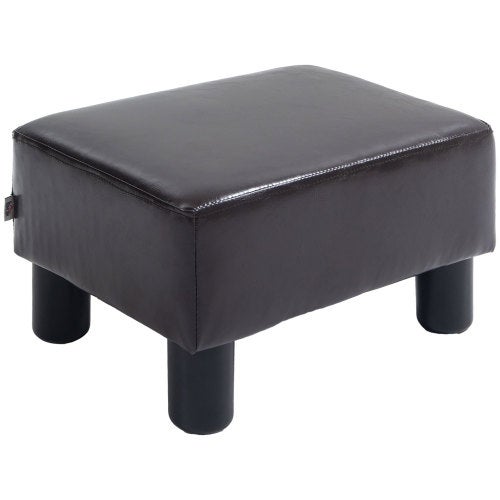 HOMCOM Poggiapiedi Da Salotto Stile Rustico, Rivestito In Tessuto Effetto Lino Con Gambe Intagliate In Legno~21ldnbnti0001