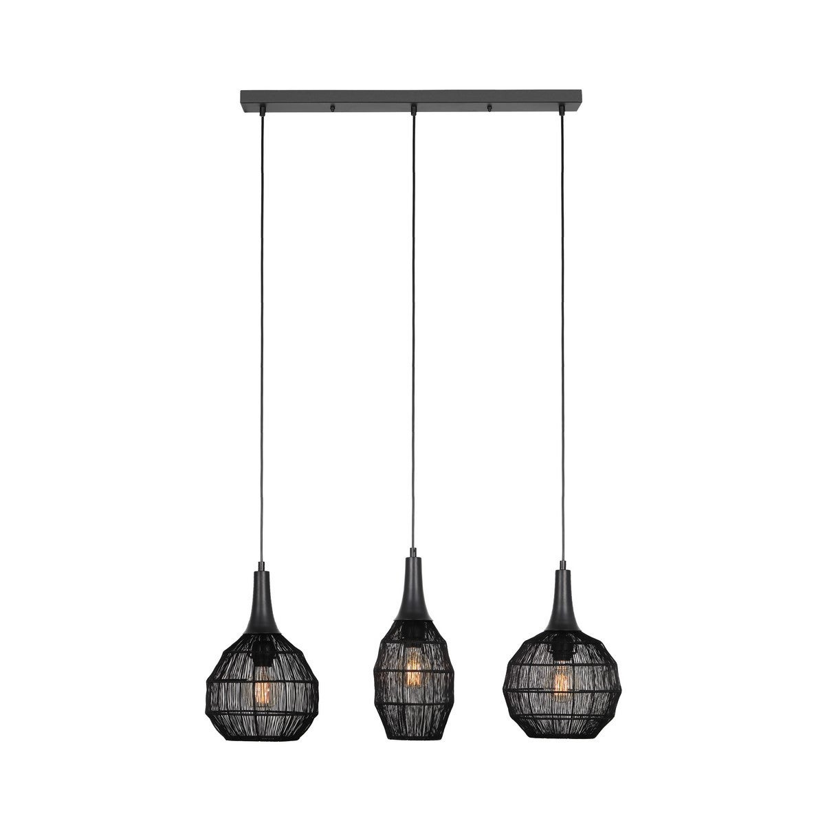 Lampa wisząca Soraya czarna 3xE27x10W industrialna wym: 150 x 86 x 26 cm metal Trio