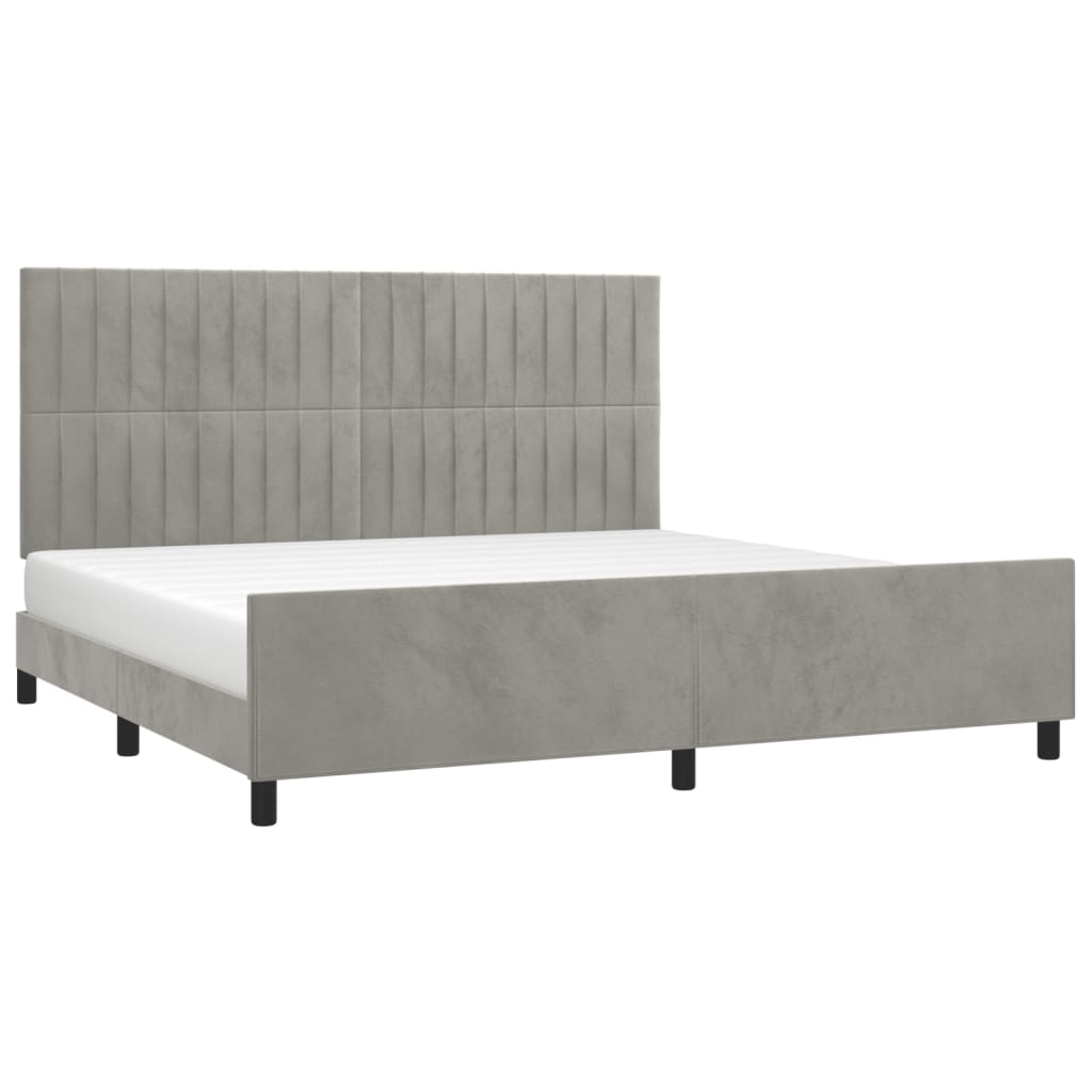 Cadre de lit sans matelas gris clair 200x200 cm velours - 3