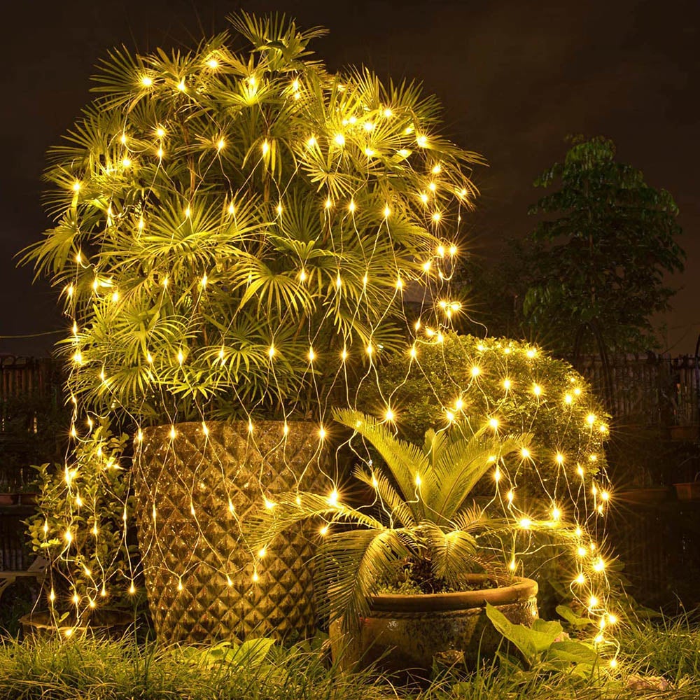 Ghirlanda luminosa, 94 LED, alimentazione a rete, 1.5 m x 1.5 m, 8 modalità, ghirlande luminose con regolatore, decorazioni per Natale - Bianco caldo - 7