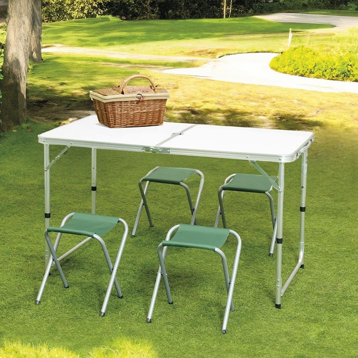 Set di 2 sgabelli pieghevoli portatili, struttura in metallo, sgabello leggero e pieghevole per interni, casa, ufficio, picnic, 32 x 29 x 45,5 cm | Leroy Merlin
