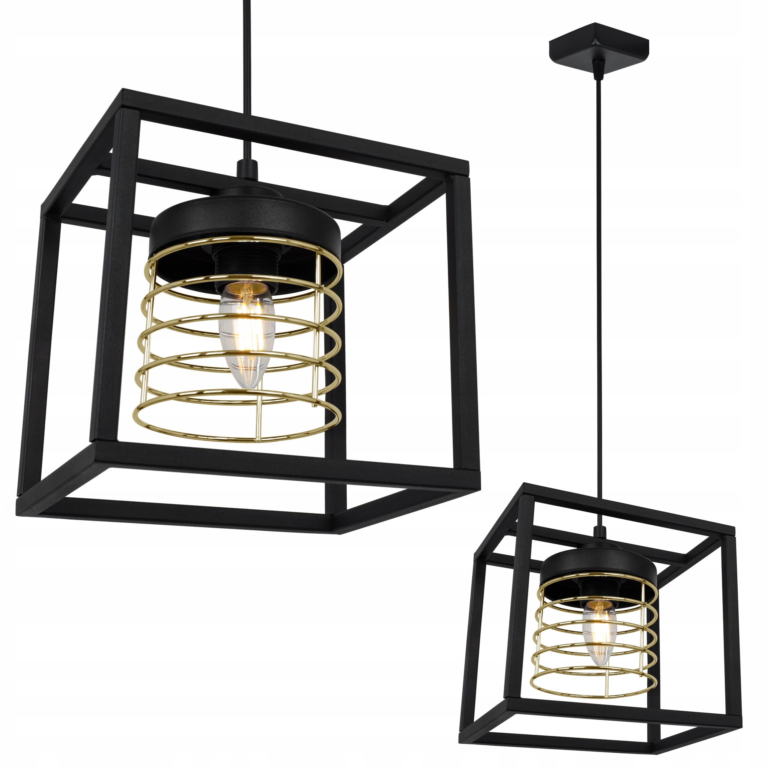 Lampa sufitowa wisząca Rasti Cage modern 1xE27 abażur walec druciak złoty Light Home LH
